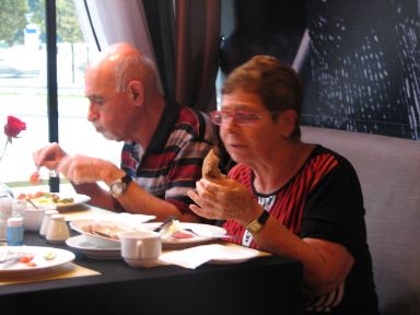 
The Hotel-The group-Klaipeda-Breakfast at the restaurant-Vilnius-Lithuania-in front of the cathedral  
    